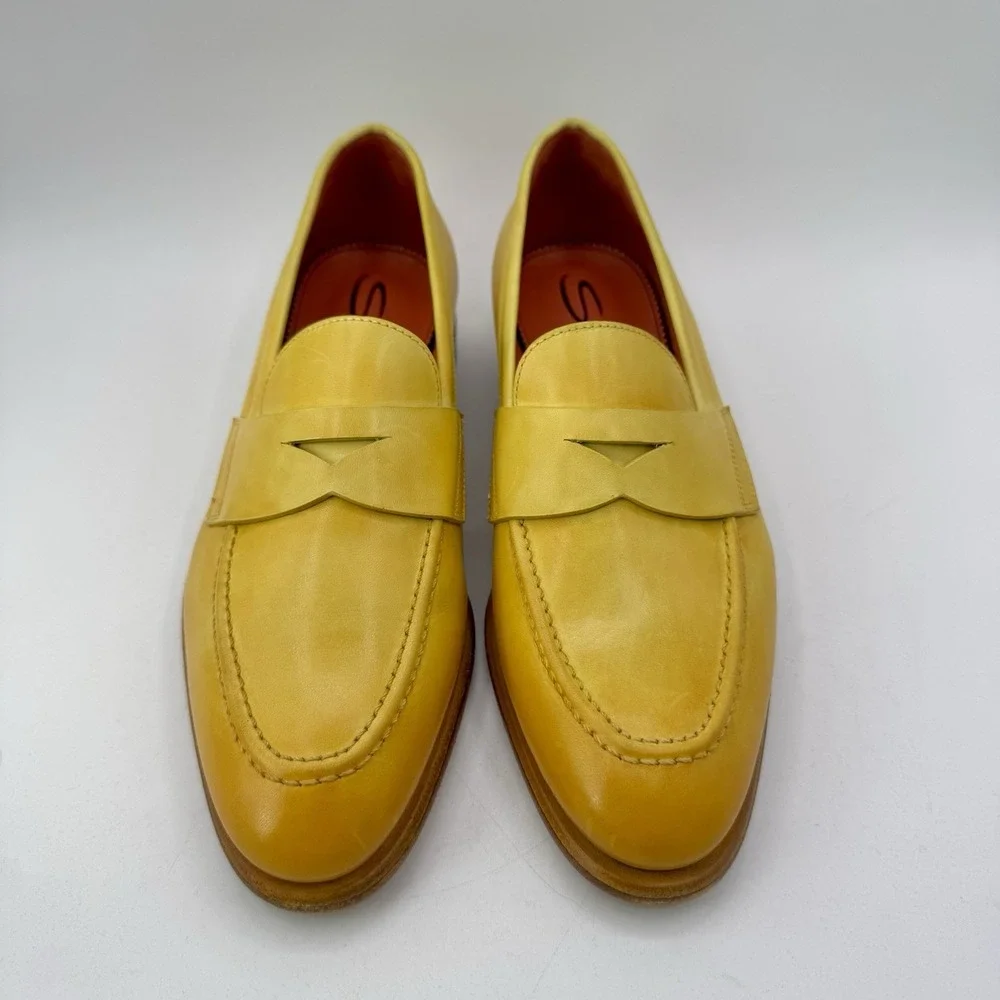 Santoni Famed Penny Loafers Women's Size 8 EU 38 Yellow‎ Ombre Italian Leather